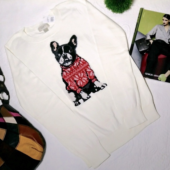 NWT LOFT Winter Frenchie Bulldog Sweater - Picture 3 of 6